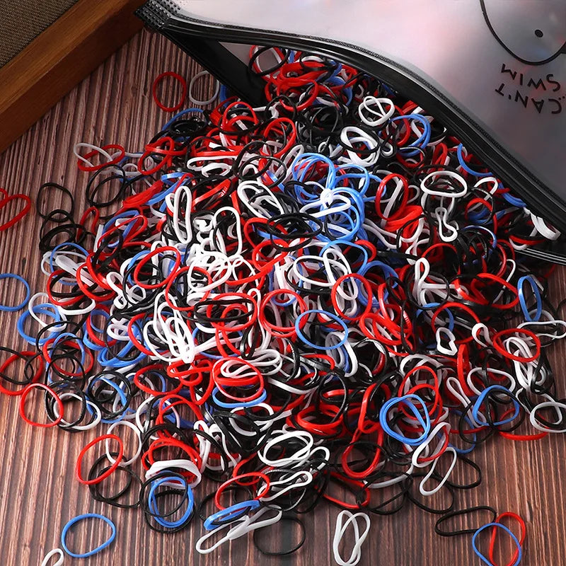 1000/2000pcs Girls Colorful Disposable Rubber Elastic Hair Band Ties Children Ponytail Holder Bands Kid Hair Accessories Leagues