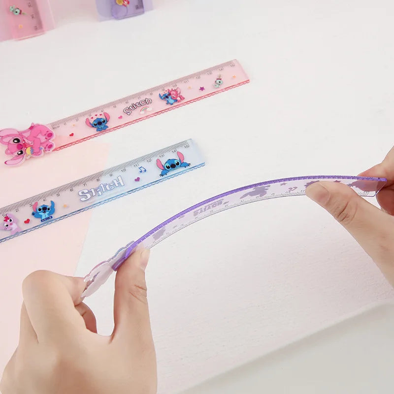Disney Stitch Multi-functional Drawing Tools, Student Stationery Measuring Supplies, Cartoon Measuring Ruler, Folding Ruler