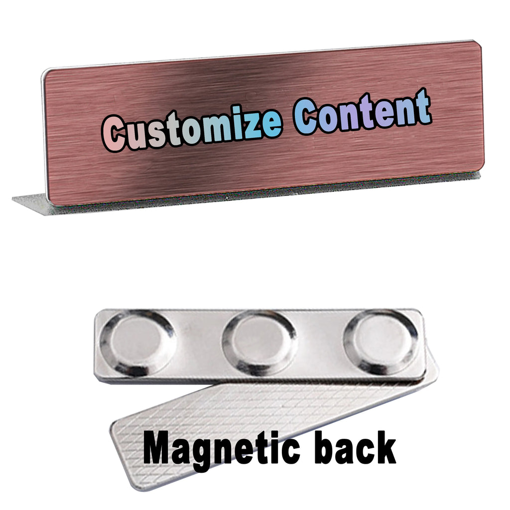Personalized Name Tag Badges Identification Customized with Text&Logos, Stainless Steel Name for Clothing with Pin or Magnetic