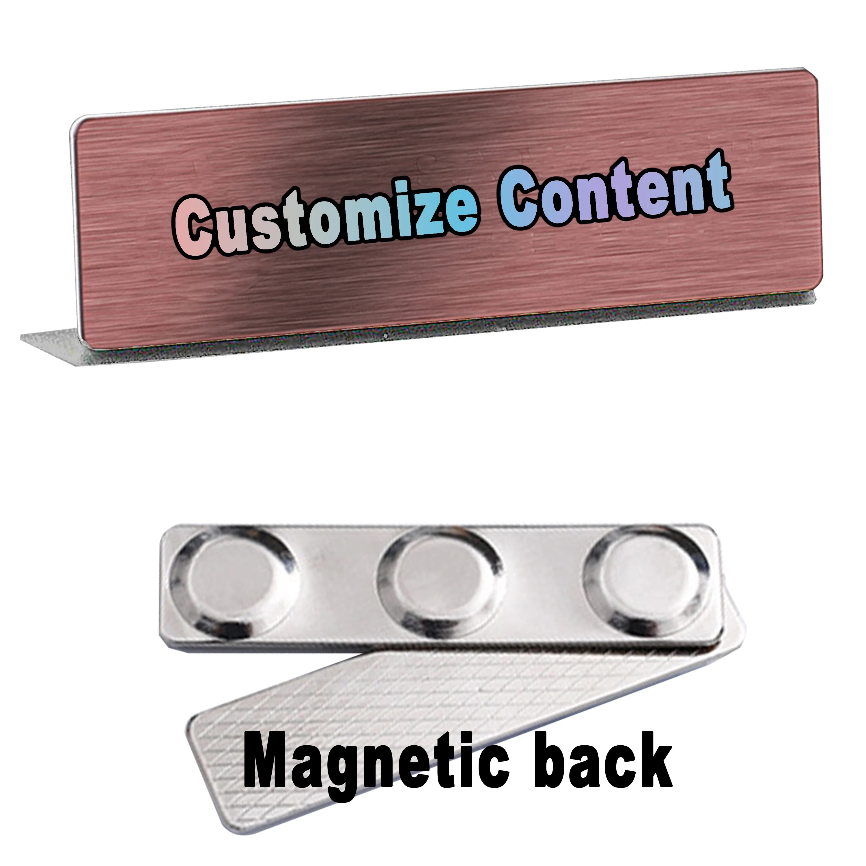 Personalized Name Tag Badges Identification Customized with Text&Logos, Stainless Steel Name for Clothing with Pin or Magnetic