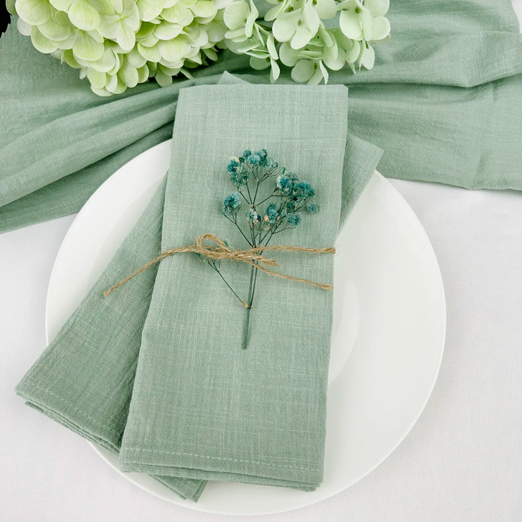 4PCS 30x45cm 100% Cotton Christmas Green Napkin Blue Reusable Wedding Party Table Decor Retro Napkins