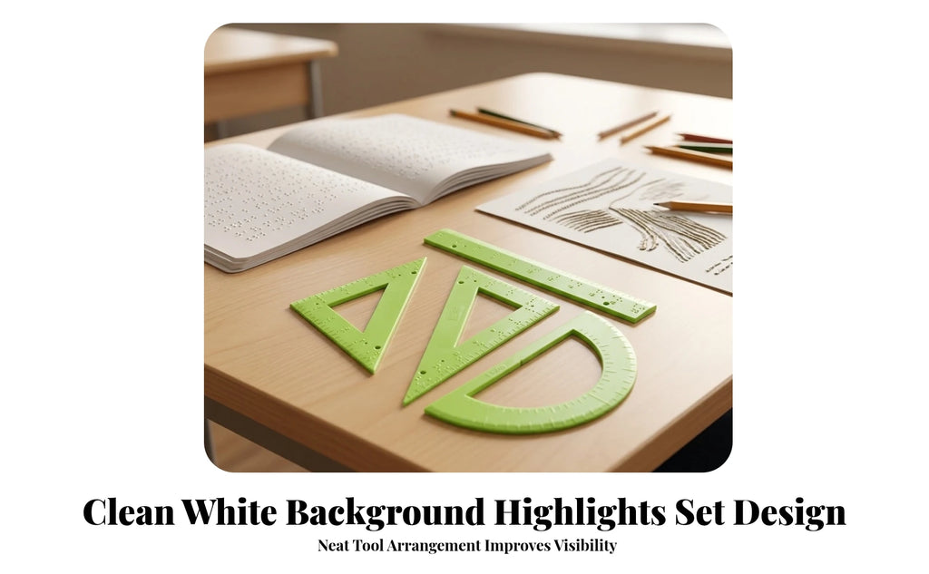 Blind Accessible Geometry Set Raised Markings Translucent Green Geometry Set