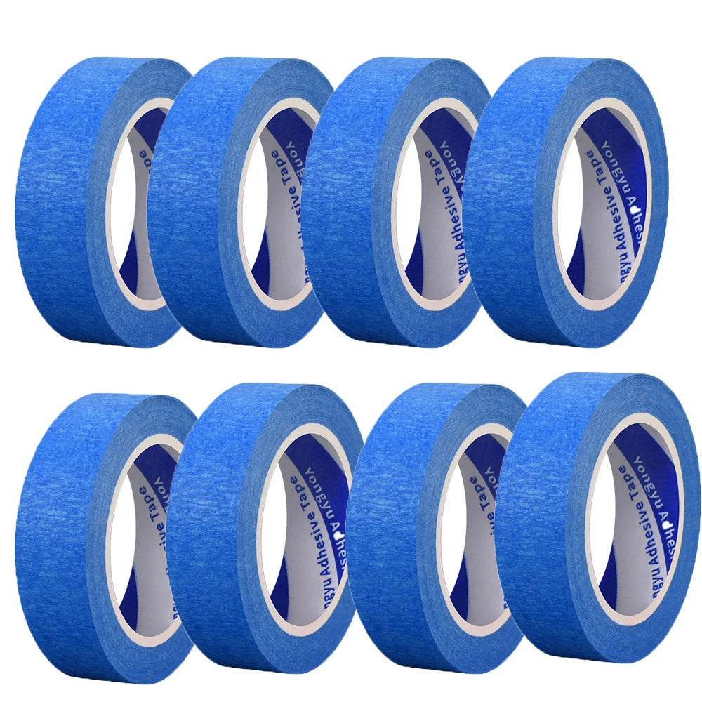 8 Rolls of Patterned Tape, Painter Tape with Adhesive Backing, Blue Home, Office, School Stationery, DIY Art, Crafts, Label Tape