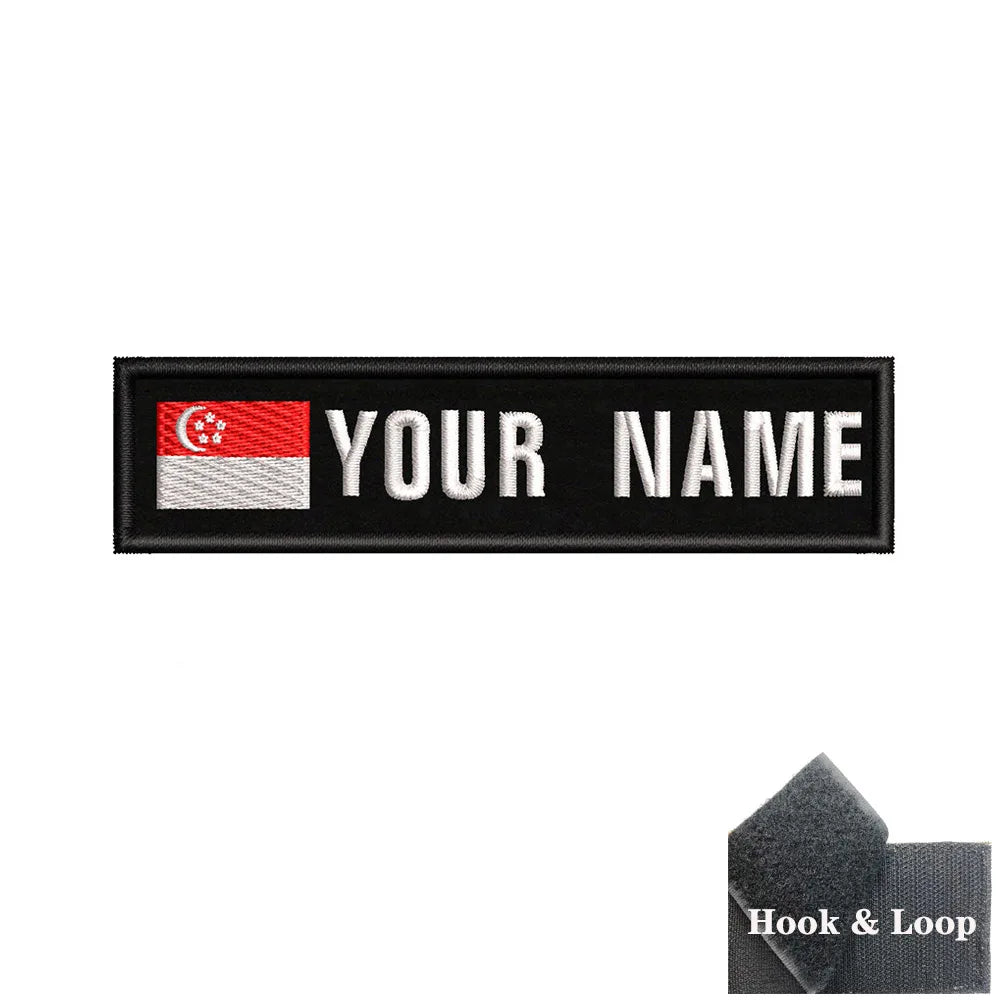 1PC 10cmX2.5cm Custom Name Flag Patch Stripes Badge Iron On Or Hook Loop Armband Germany Luxembourg Armenia Serbia Singapore