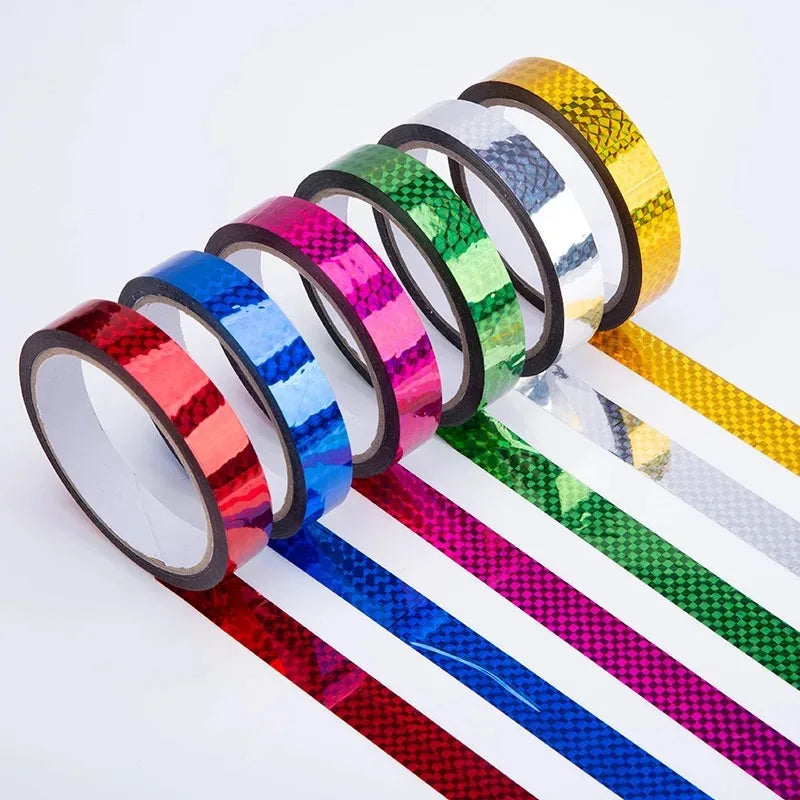 30/50M Self-Adhesive Decorative Laser Tape DIY Glitter Party Gift Packing Home Decor Tape Hot Stamping Sticker Gold Silver Tape