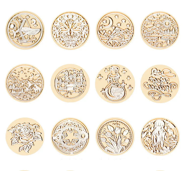 Star Sky Lotus Rose Pattern Wax Seal Stamp Retro Sealing Wax Stamp Replace Head Flowers Leaf Decorate Gift