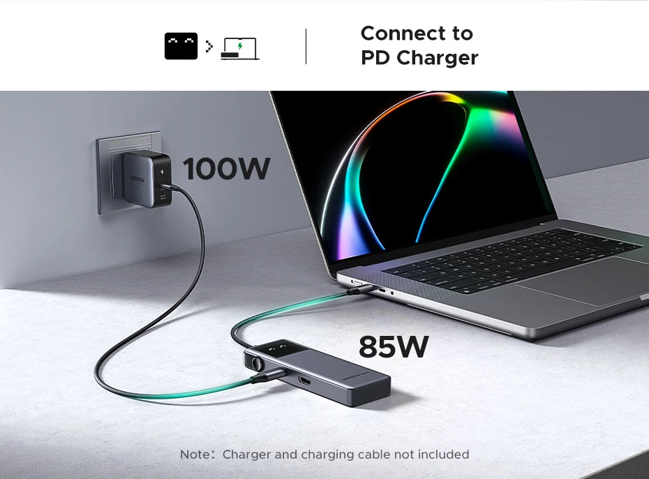 UGREEN Uno USB C HUB 6-in-1 4K60Hz PD100W 10Gbps USB3.2 Splitter Adapter for Laptop Macbook Pro Air USB Expander Docking Station