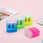 12pcs Pencil Sharpener, Large Barrel with Transparent Lid, Double Barrel with Lid Plastic Pencil Sharpener
