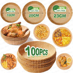 16/20/23CM Round Air Fryer Disposable Baking Paper Liners Non-Stick Oil-proof Parchment Paper Mat For 3-12QT Steamer Container