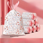 100-Count Drawstring Trash Bags – 19.7x17.7in Thick Unscented Liners for Kitchen, Bathroom & Office, Cute Printed Design