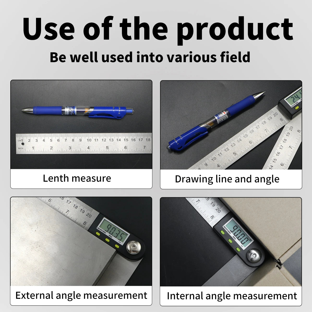 SHANHR 200mm/300 mm Digital Meter Angle Inclinometer Angle Digital Ruler Electron Goniometer Protractor Angle Finder