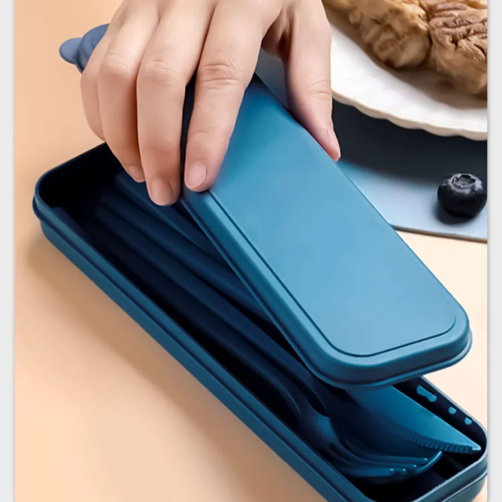 New Wheat straw Wheat Straw Dinnerware Set Eco-Friendly Portable Utensil Box Tableware Cutlery Set Travel