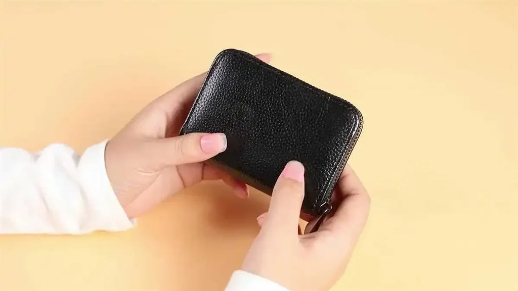 Multi Slot Card Holder Vintage Small Wallet Women Men Business Bank Credit Card Bag Male Coin Pouch Solid Leather Zipper Wallet