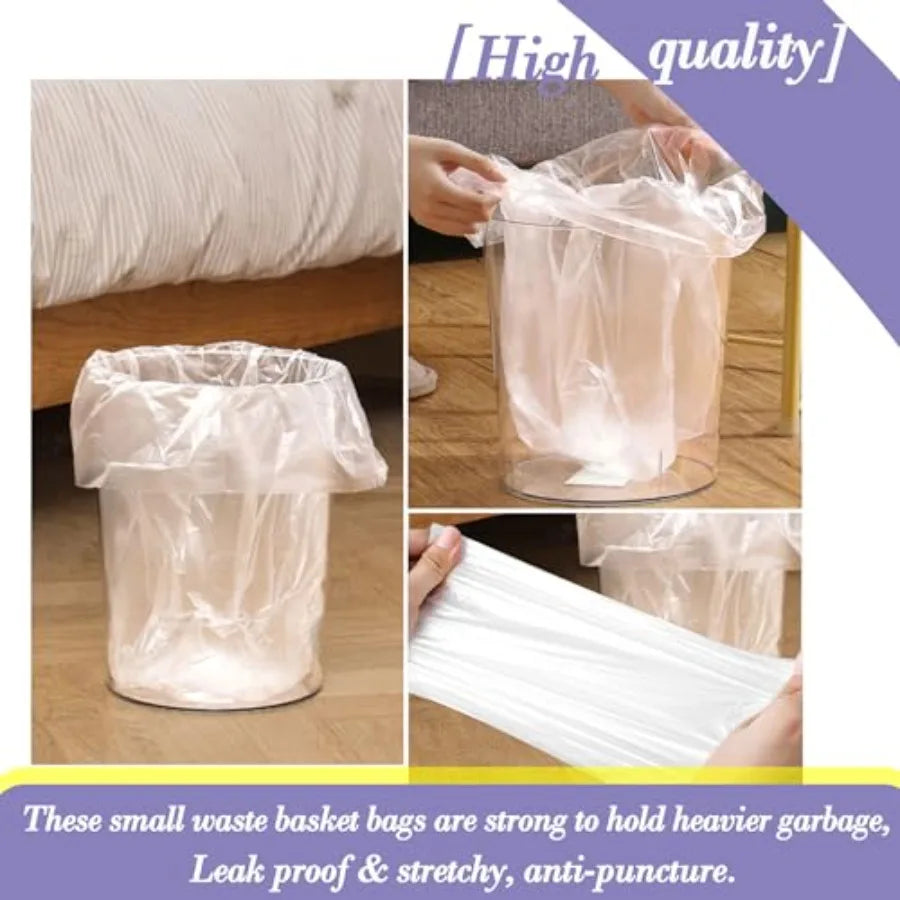 3 Gallon 120pcs Fit 3-3.2 Gal Small Clear Trash BagsPlastic Strong Clear Garbage Bags, Bathroom Trash Can Bin Liners, Waste Bas