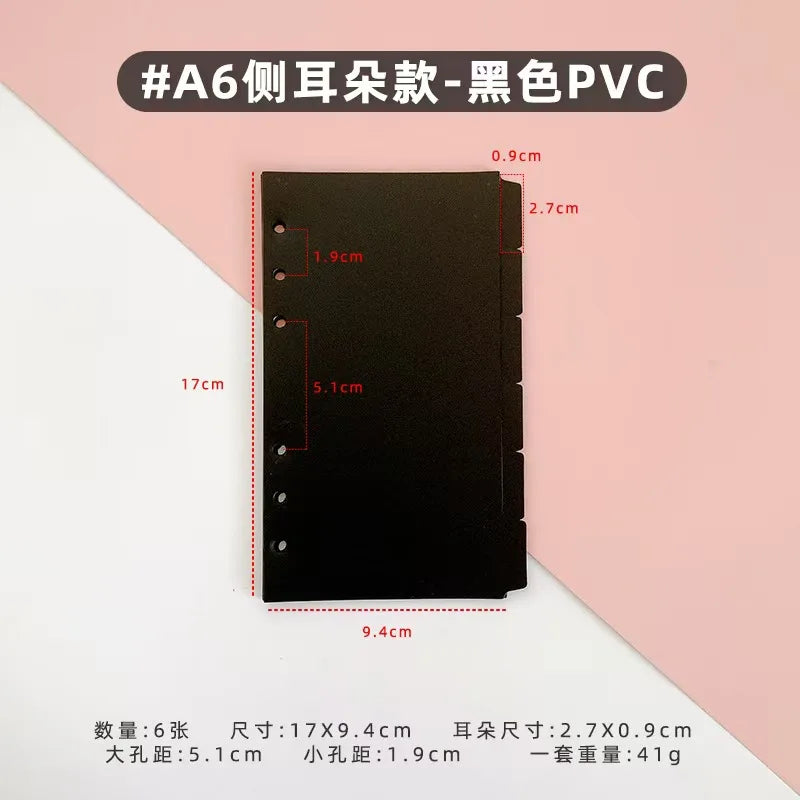 A5/A6 6 Sheets Binder Paper Dividers Page Dividers Notebook Dividers Binder Tabs Dividers Plastic Tabs Dividers Tabs for Binder