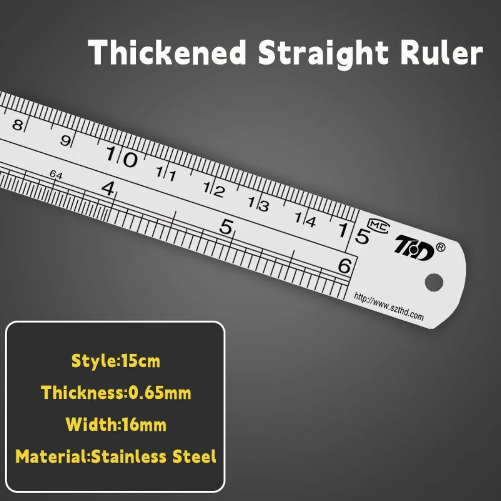 15/20/30/40/50cm Stainless Steel Ruler Double Side Scale Stainless Steel Straight Ruler Thickening Engineer Grade Measuring Tool