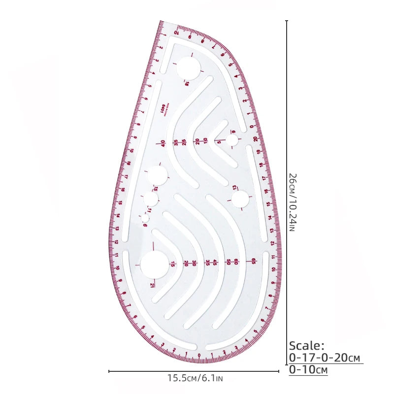 5PCS Multifunctional French Curve Ruler Soft Plastic Patchwork Ruler Measure Dressmaking Drawing Template Craft Sewing Tools