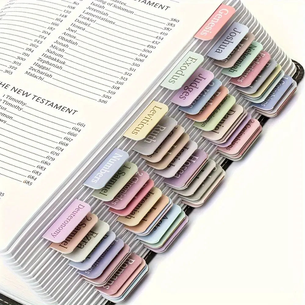 5 sheet/set Sticky Notes Bible Index Tabs Morandi Boho Theme Laminated Bible Tabs Studying Bible Index Memo Pads