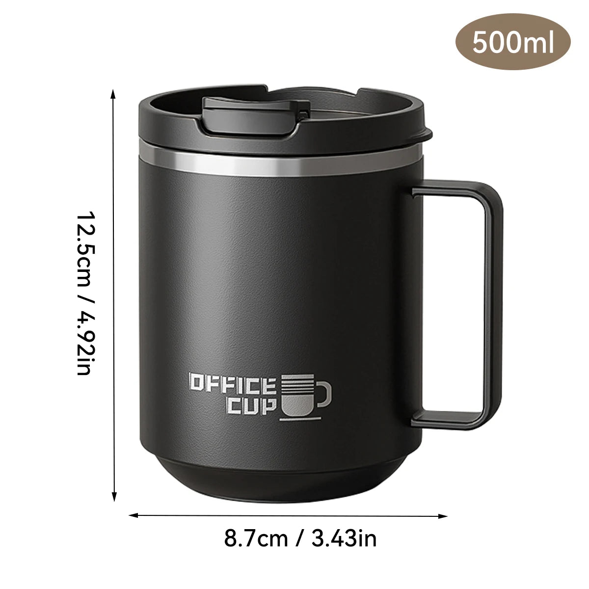 WORTHBUY 304 Stainless Steel Double Wall Insulated Coffee Mug With Handle Portable Sealed Water Cup Large Capacity Drinking Cup