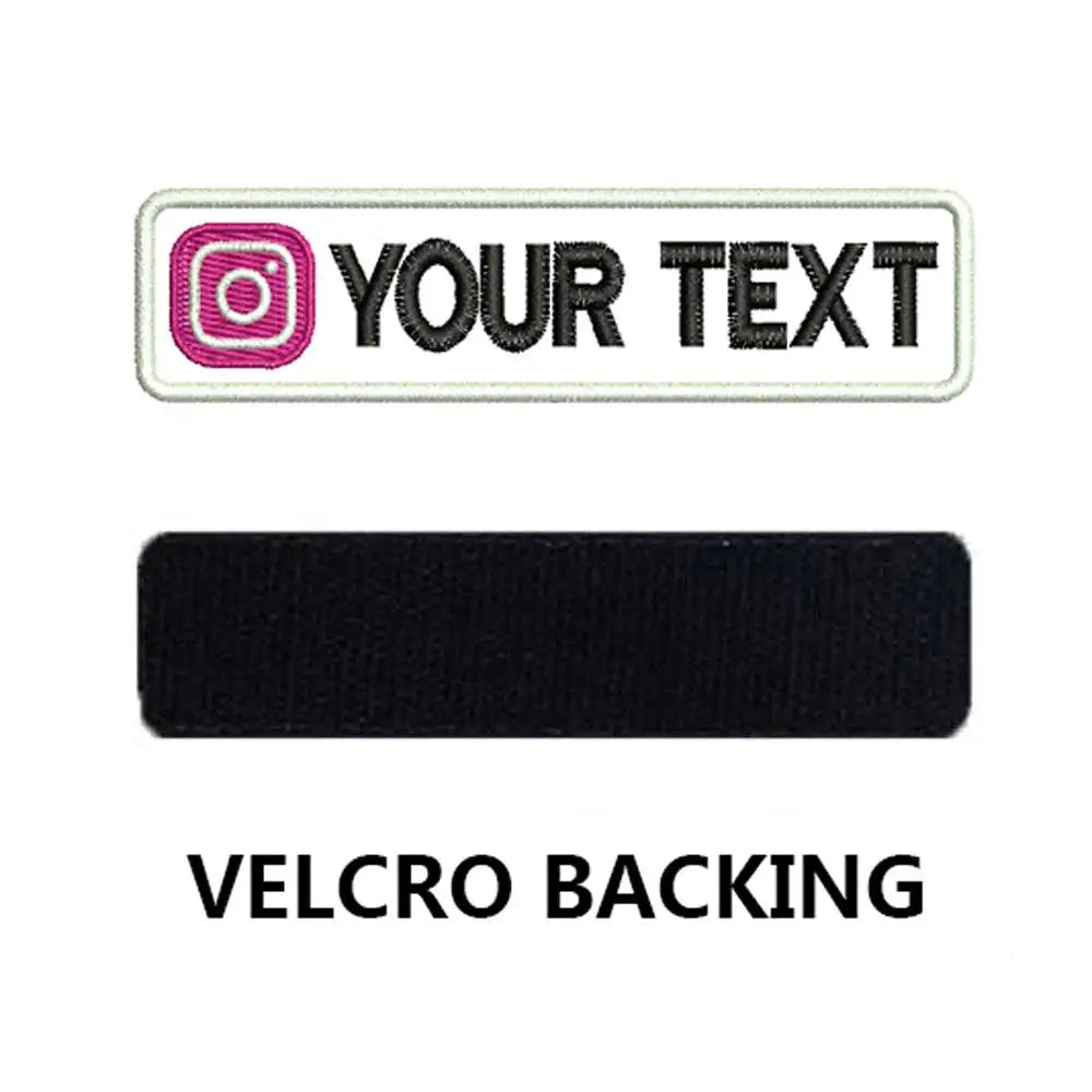 Custom Name Tags Number ID Badge Embroidered Patches with Instagram Logo Iron on Hook Loop Backing