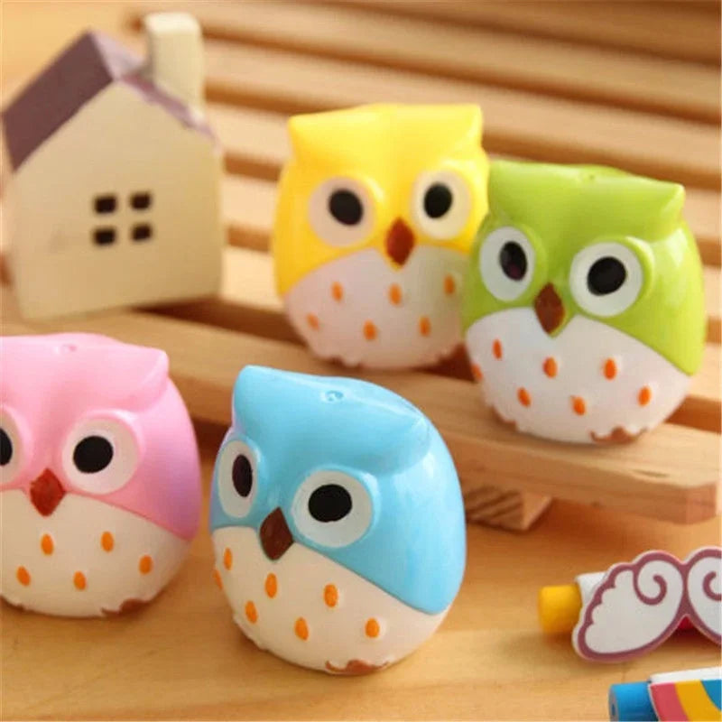 4 Color Cute Kawaii Lovely Plastic Owl Automatic Pencil Sharpener Creative Stationery Gifts for Kids School Supplies
