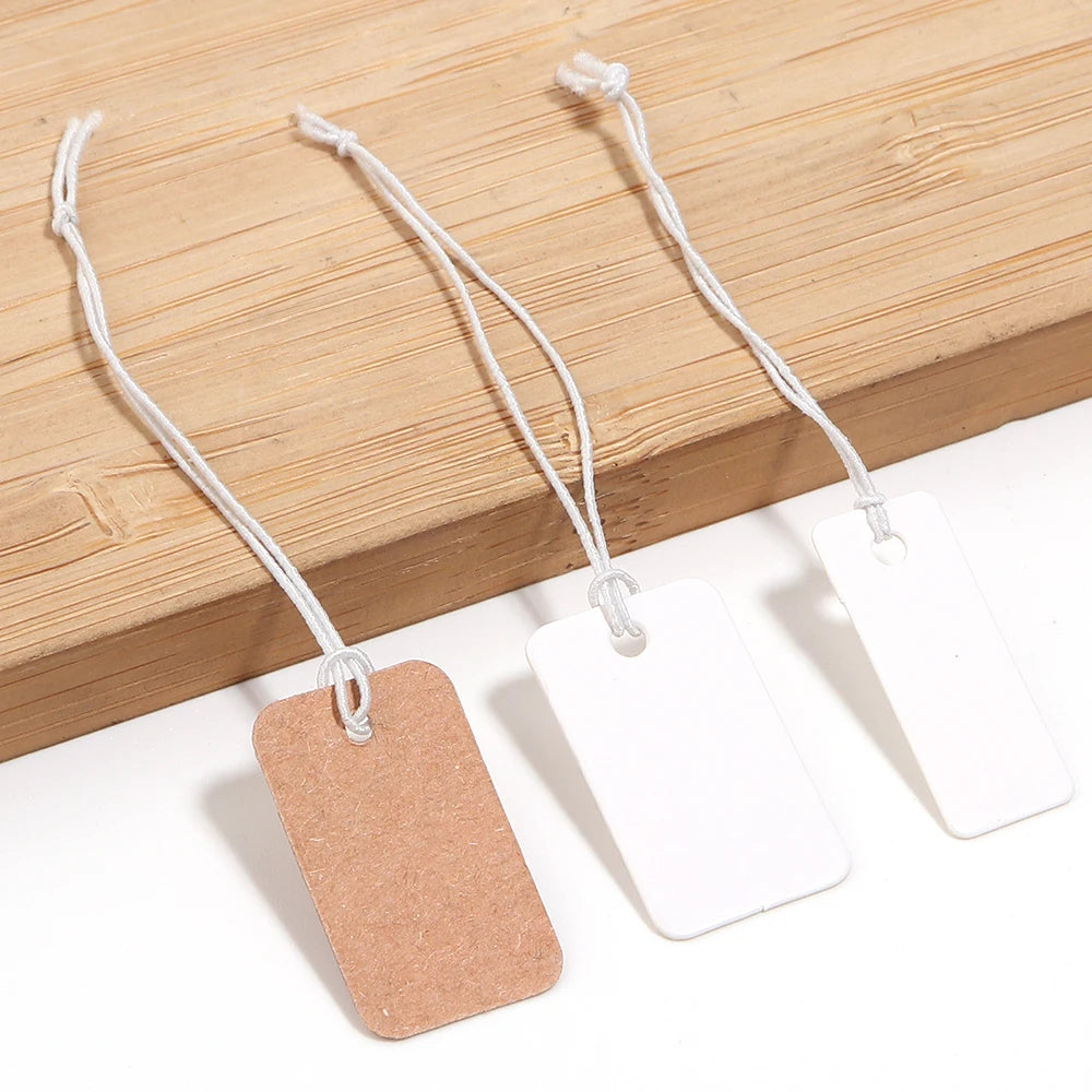 100pcs/lot Elastic Rope Price Hang Tags Kraft Paper Blank Price Labels For Jewelry Bag Ornaments Price Display Cardboard
