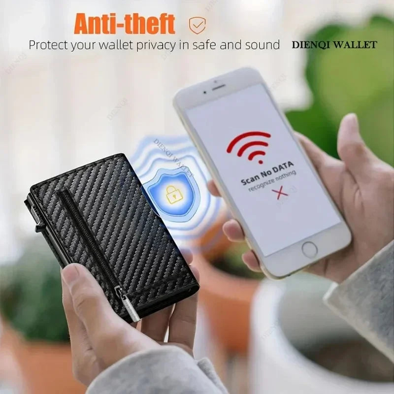 Rfid Credit Card Holder Money Bag Luxury Carbon Fiber Id Bank Cardholder Coin Purse Minimalist Wallet for Men Carteira Masculina