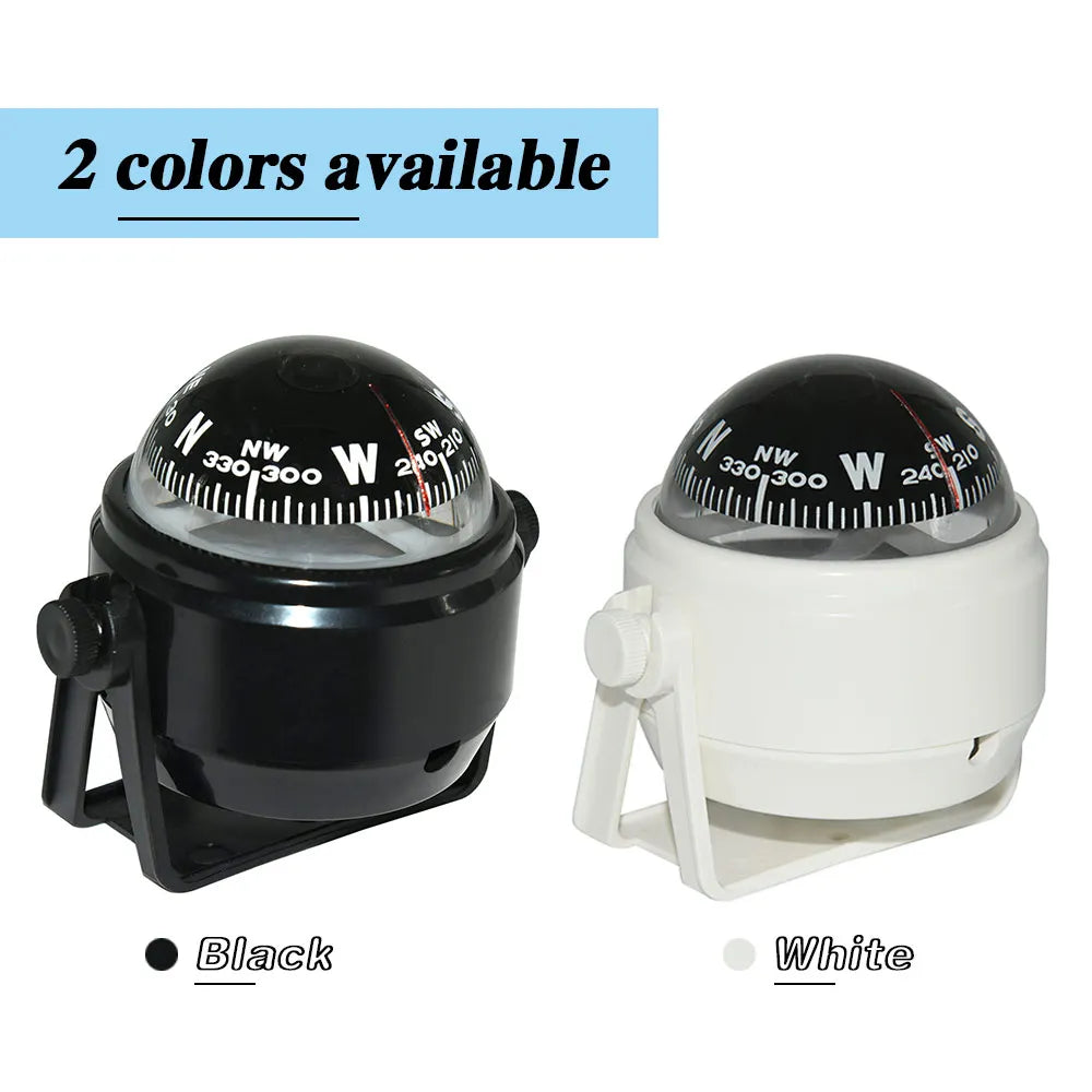For Boat Yacht Car Waterproof Navigation Compass With Electronic LED Light White/Black Marine Sea Pivoting Marine Compass