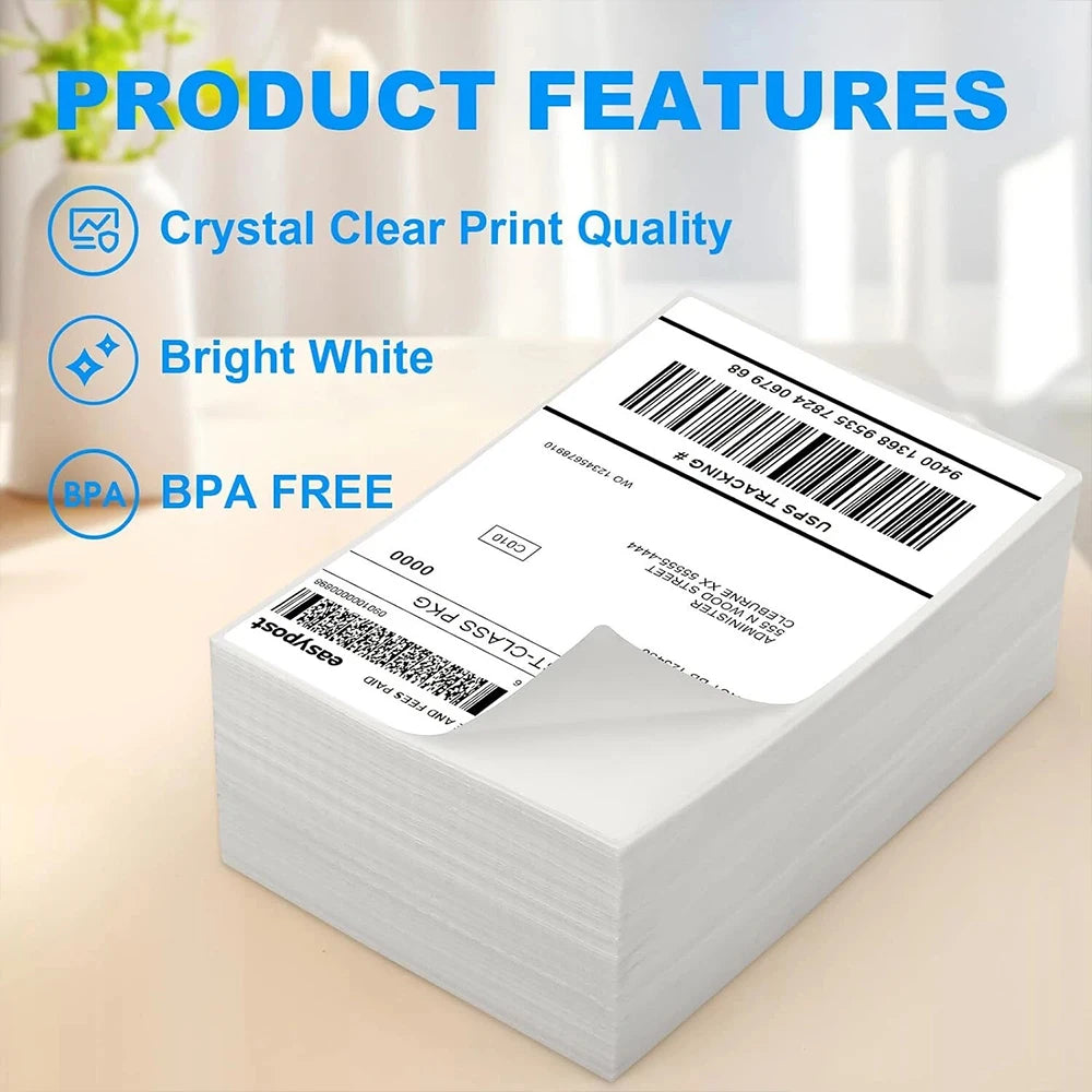 4"x6" inch Shipping Labels For Thermal Label Printer 100x150mm Adhesive Fold Thermal Label Paper For Business Express Shipping