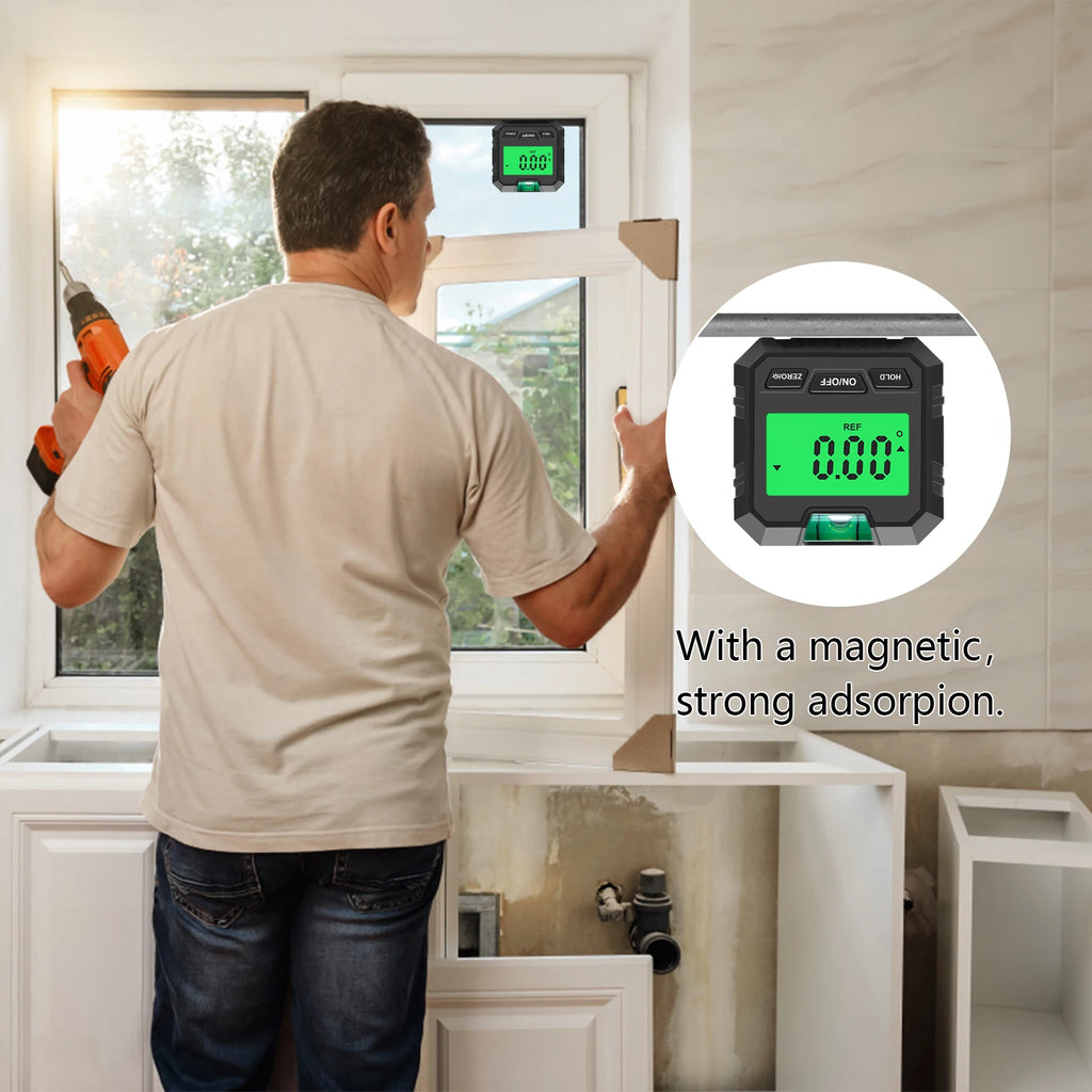 LCD Digital Angle Gauge Magnetic Protractor Inclinometer Mini Level Meter 360 Degree Angle Finder Goniometer for Decoration