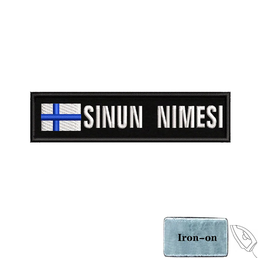 1PC 10cmX2.5cm Custom Name Flag Patch Stripes Badge Iron On Or Hook Loop Estonia Austria Bulgaria Hungary Romanian Ireland