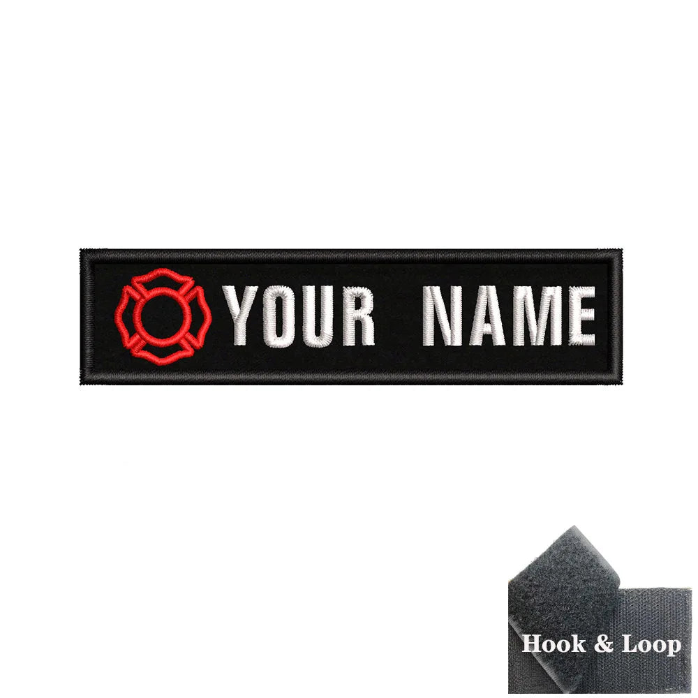 1PC 10cmX2.5cm Custom Name Patch Stripes Badge Iron On Or Hook Loop fire trophy radiation motorcycle blood drop love Pentagram