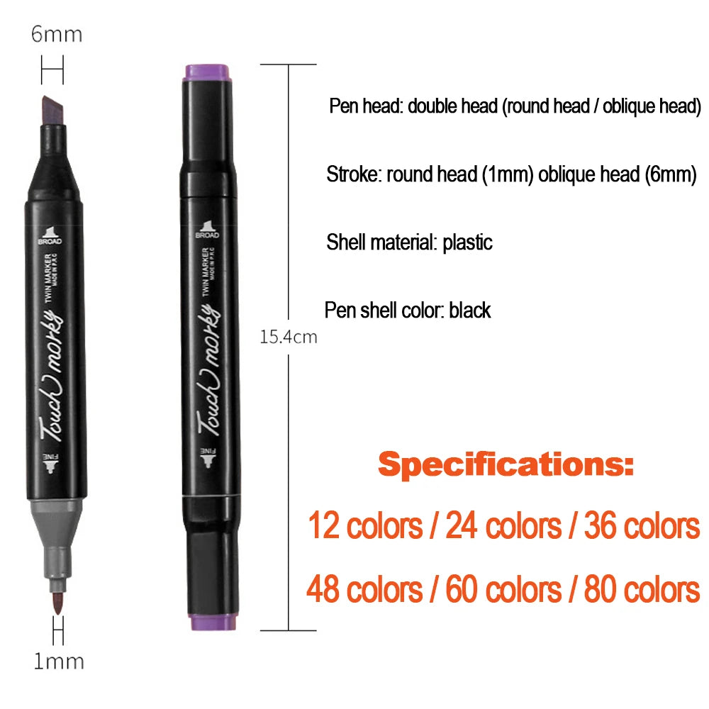 12-168 Colors Markers Set Double Headed Marker Pen Student Animation for Bookmark Manga Drawing Painting School Art Supplies