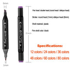 12-168 Colors Markers Set Double Headed Marker Pen Student Animation for Bookmark Manga Drawing Painting School Art Supplies