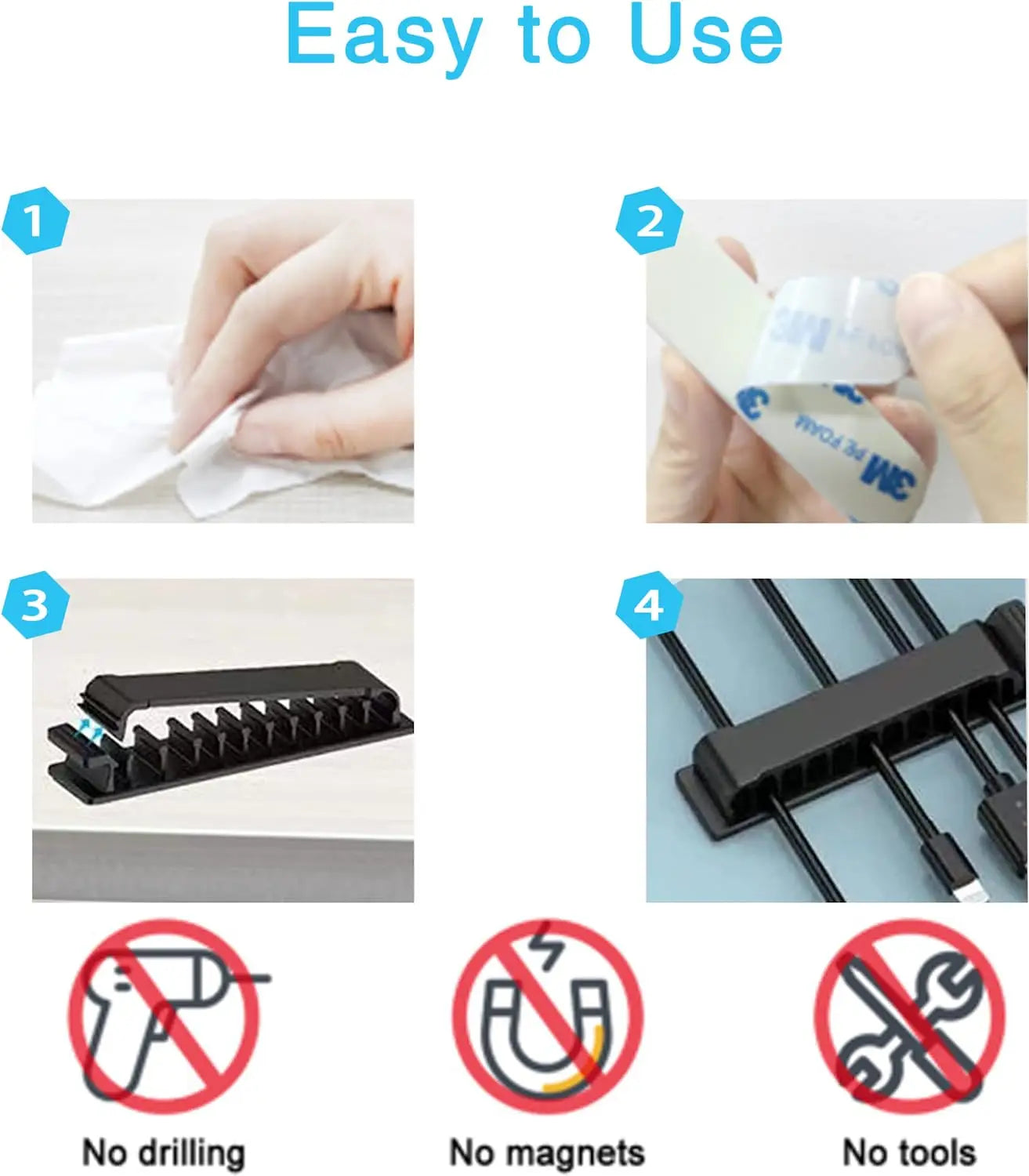 Cable Organizer Self Adhesive Cable Clips USB Cable Management Clamp Car Home Desk Wall Cord Holder Charging Wire Winder Manager