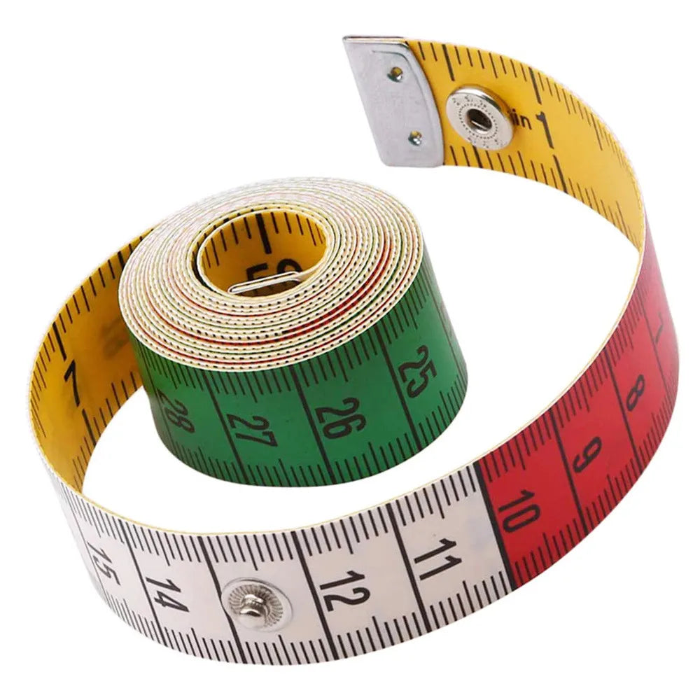 1.5M Soft Tape Measure Tailor's Tape With Snap Fasteners Body Measuring Double-sided Ruler For Needlework Sewing Tool