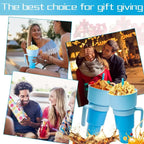 New 2 IN 1 Creative Popcorn Snack Cup Integrated Beverage Cup with Handle Portable Beverage Cup Novel Design and Many Functions