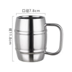 Double steel beer cup creative 304 stainless steel draft beer milk cup coffee milk tea cup children's drinking cup with handle