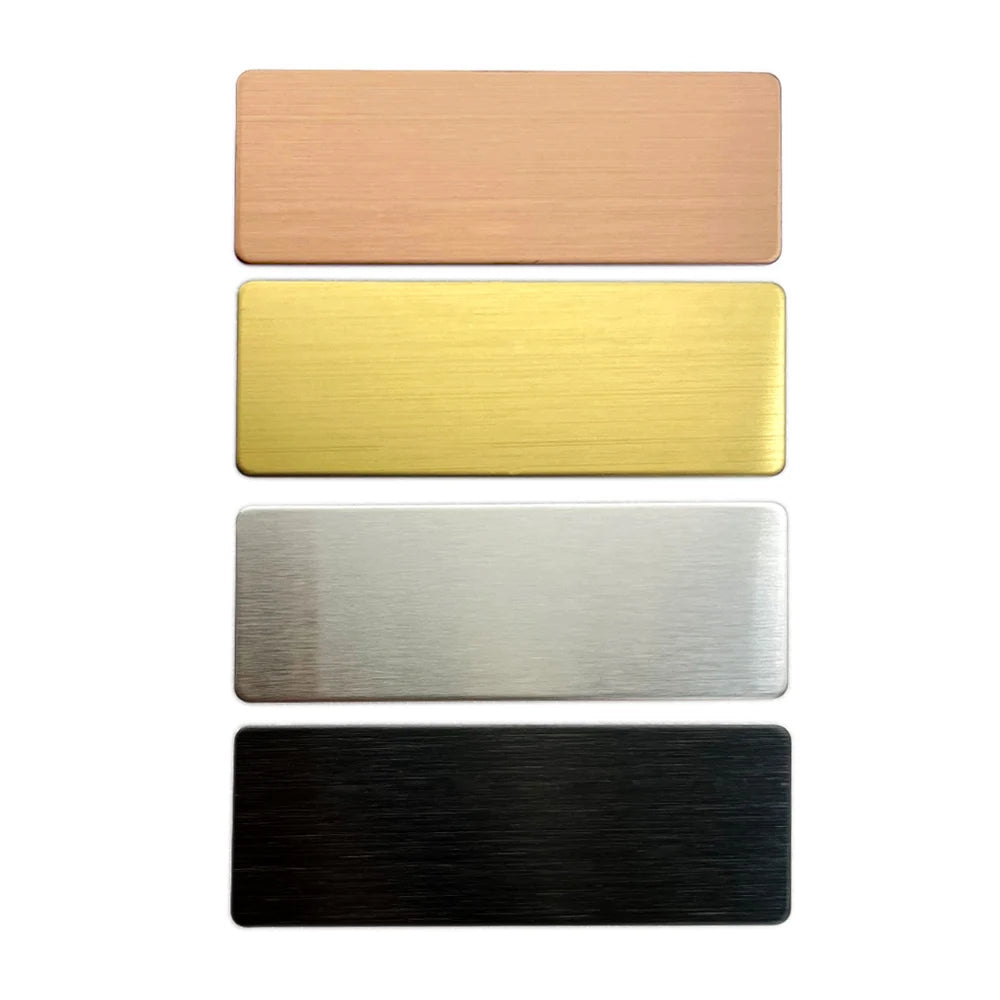 10pcs Laser Engraving Name Badge Holder Round Corner Gold Color Stainless Steel Badge Blank Material 70x20mm