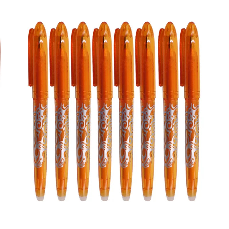 8pcs Multi-Color Erasable Gel Pen 0.5mm Tip Painting Writing Drawing School Black Blue Red Pink Orange Green Purple Light Blue