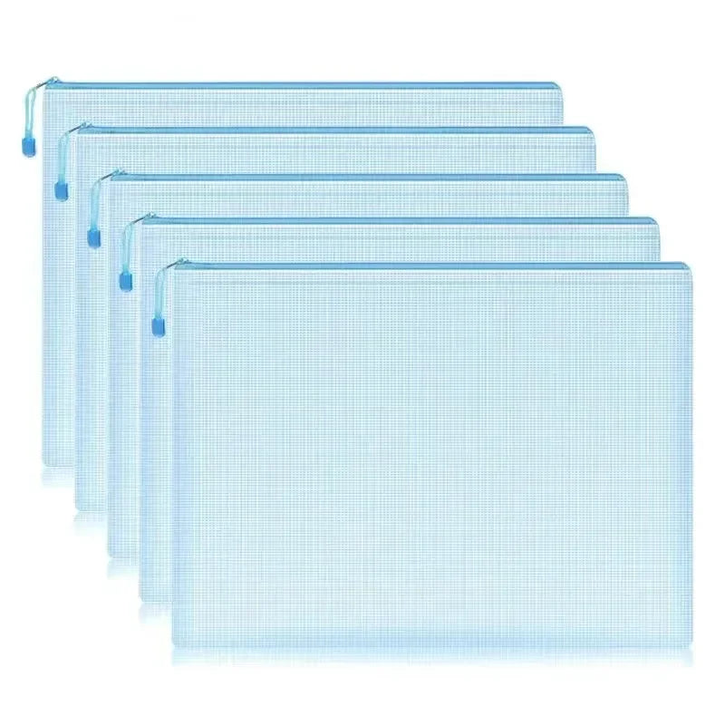 5 PCS A4 A5 A6 Mesh Zipper Pouch Document Bag Waterproof Zip File Folder Storage Bags A4 A5 A6 Office School Supplies Stationery