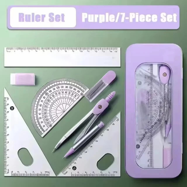 7 Pcs/set Mathematical Rulers Set Multi-function Professional Compass Ruler Drawing Tools School Supplies Students Stationery
