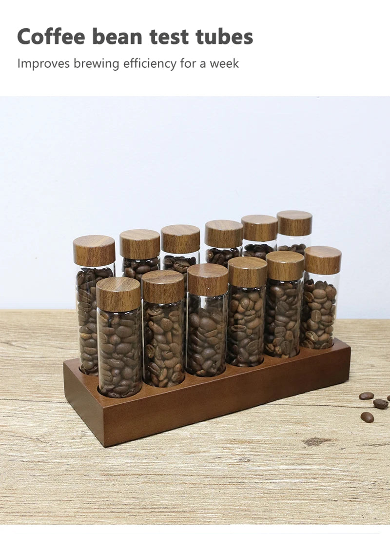 Coffee Beans Storage Container Tube Display Rack Tea Bottle Glass Single Dose Espresso Accessory Coffeware Set Barista Tool Gift