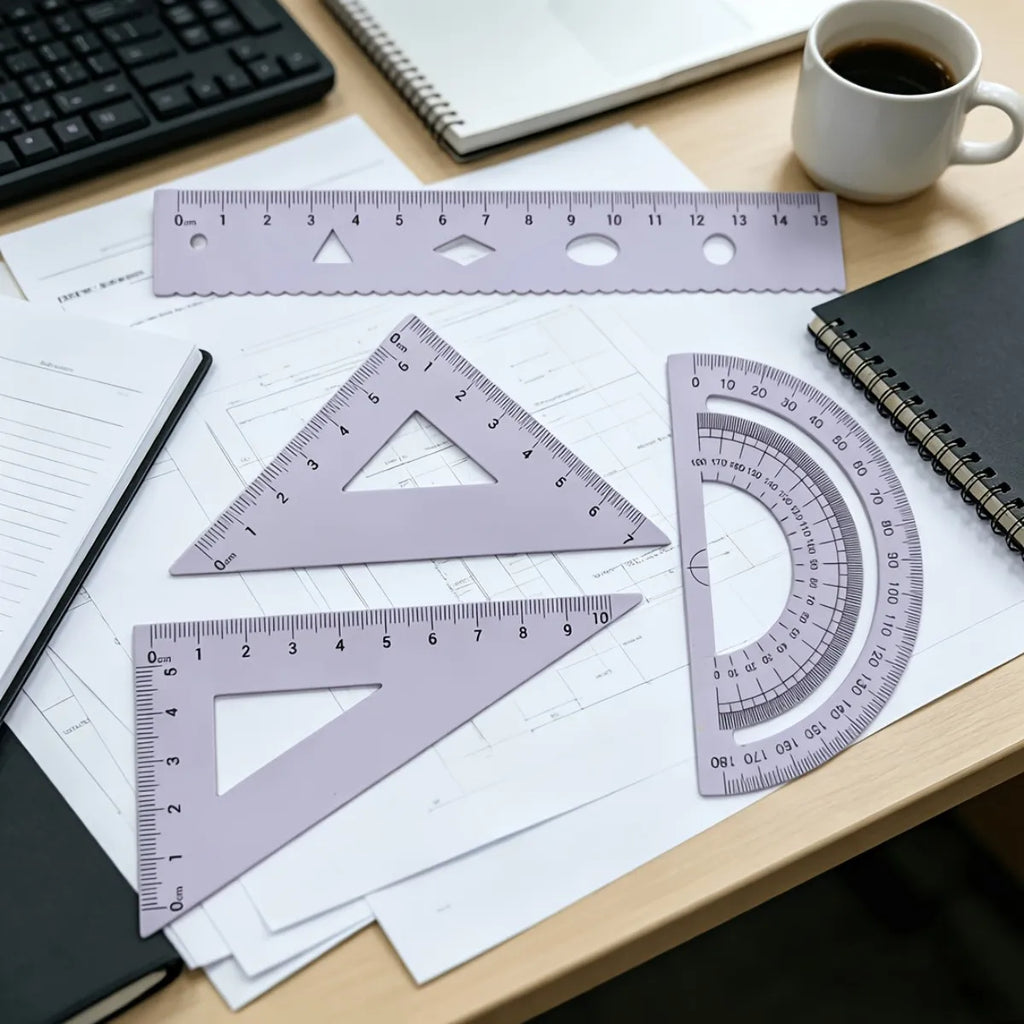 Multi functional geometric ruler set, protractor, triangle ruler, ruler, manual measurement and drawing tool