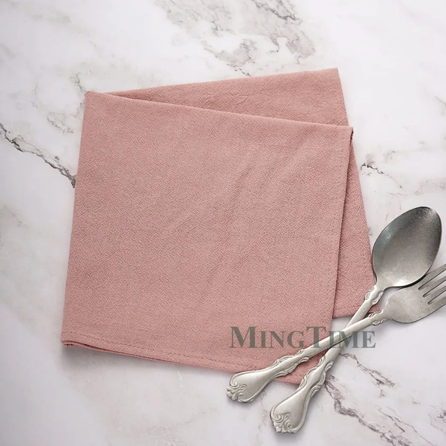 12pcs Napkins 40X40CM Plain Washed Cotton Tea Towel Dining Place Mats Wedding Party Christmas Linen Kitchen Cloths Table Decor