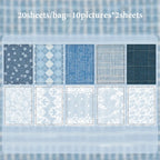 Mr.Paper 20Pcs/Pack Weave Dream Echo Series Card Stock Material Paper Vintage Plaid & Lace for Journal Scrapbook DIY Background