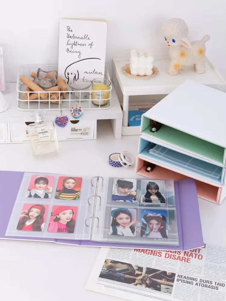 Big A5 Photocard Binder Magnetic D 3 Rings 4Grid Collect Book Kpop Photo Album PU Leather Photo Holder Korean 포카 바인더