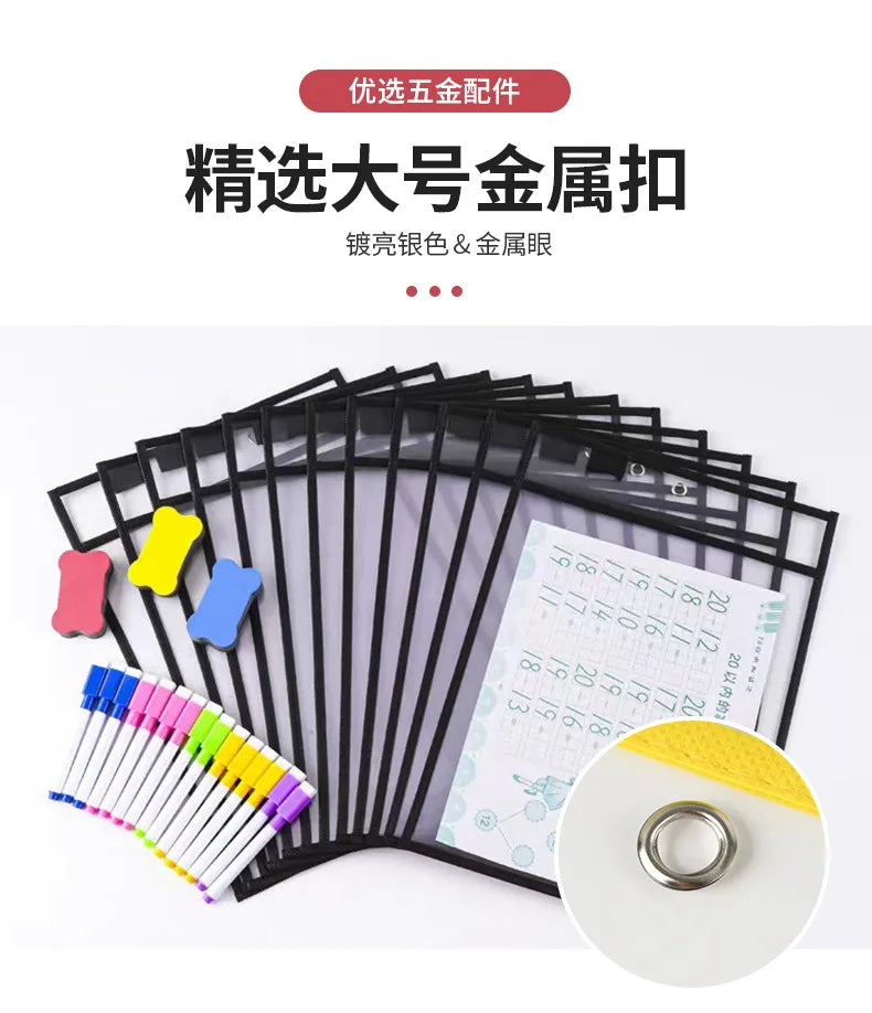File Set Hanging Set Storage Bag Pet Transparent Dry Erase Bag Document Holder Clear Plastic Organizer Pouch