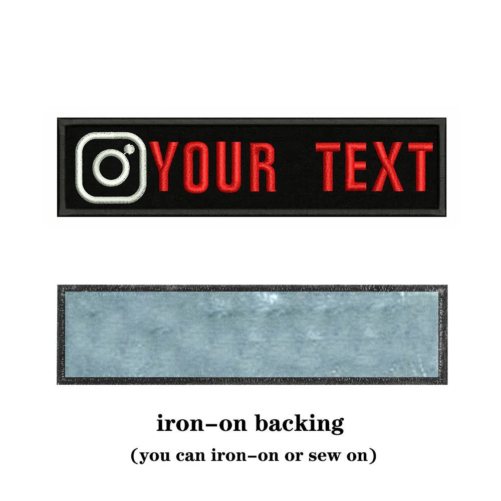 Instagram Logo 10X2.5cm Embroidery Custom Name Text Patch Stripes Badge Iron On Or  Patches