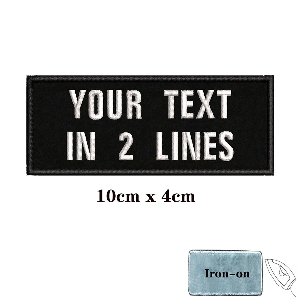 1PC Custom Name Embroidery Patch Stripes Badge Iron On Or Hook Loop 10X2.5CM,8X5CM,10X4CM, 8X2.5CM,12X2.5CM,15X5CM,20X7CM,black